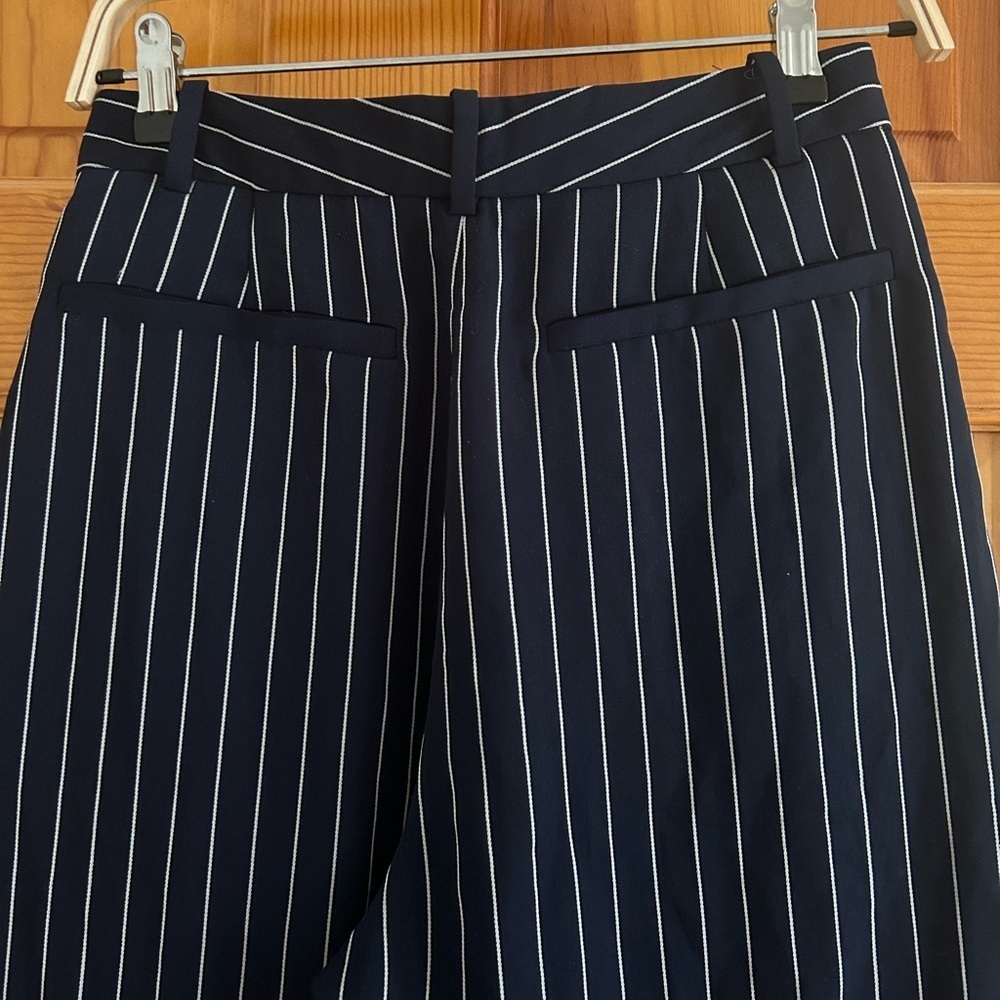 Babaton Modesto Dark Blue Pinstripe High Waisted Cropped Pants - Picture 6 of 7